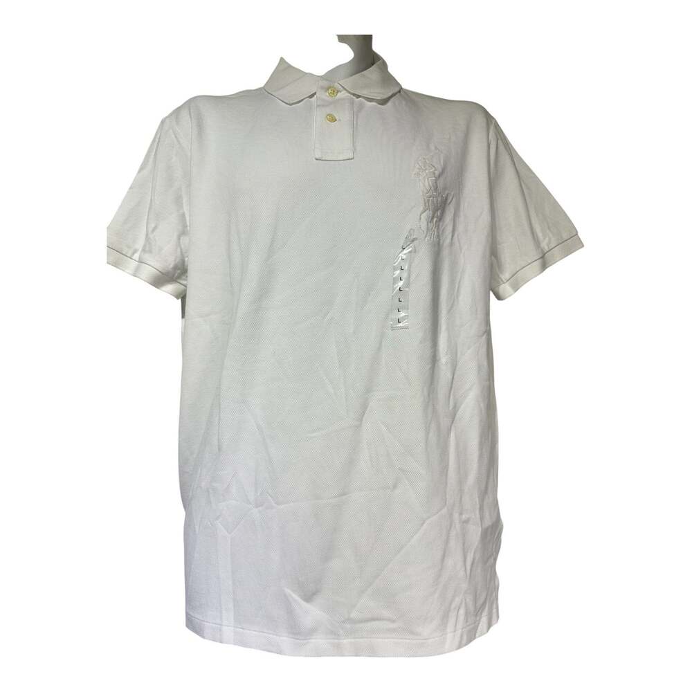 Polo Ralph Lauren Men's L White Big Pony Custom Slim Fit Pique Polo Shirt
